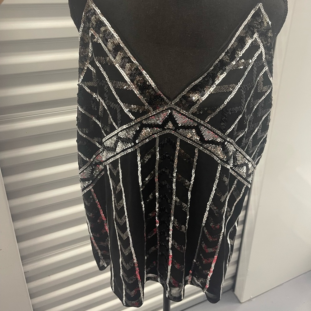 Express strappy silver sequin tank top